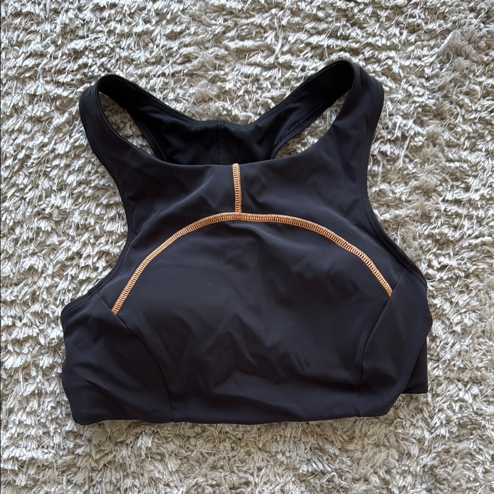 Black Sports Bra with Orange Accents